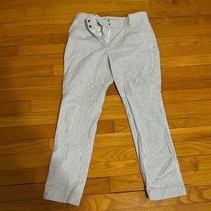 Loft skinny ankle petite grey stripped pants